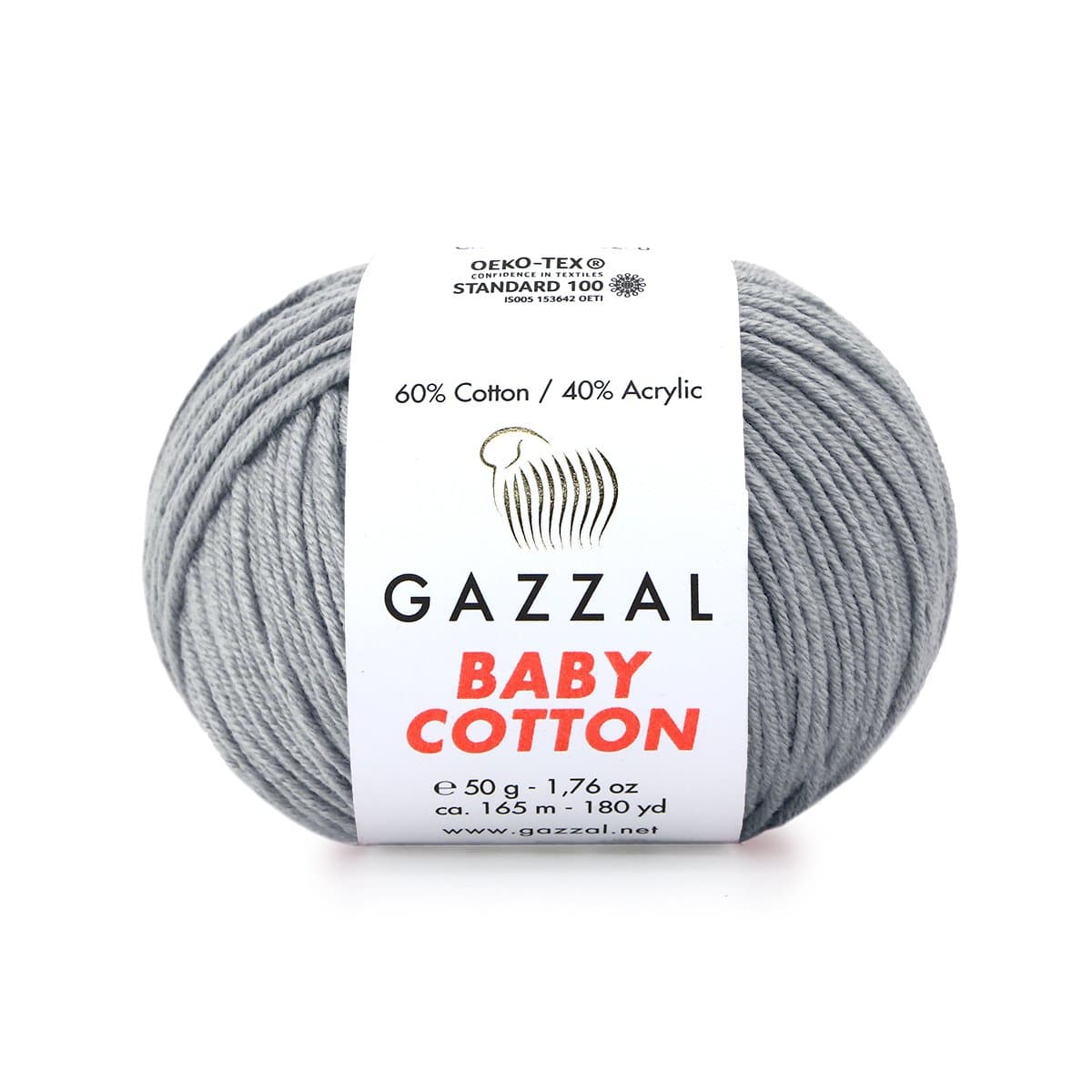 Gazzal Baby Cotton 3430 Серый – детская пряжа из хлопка и акрила