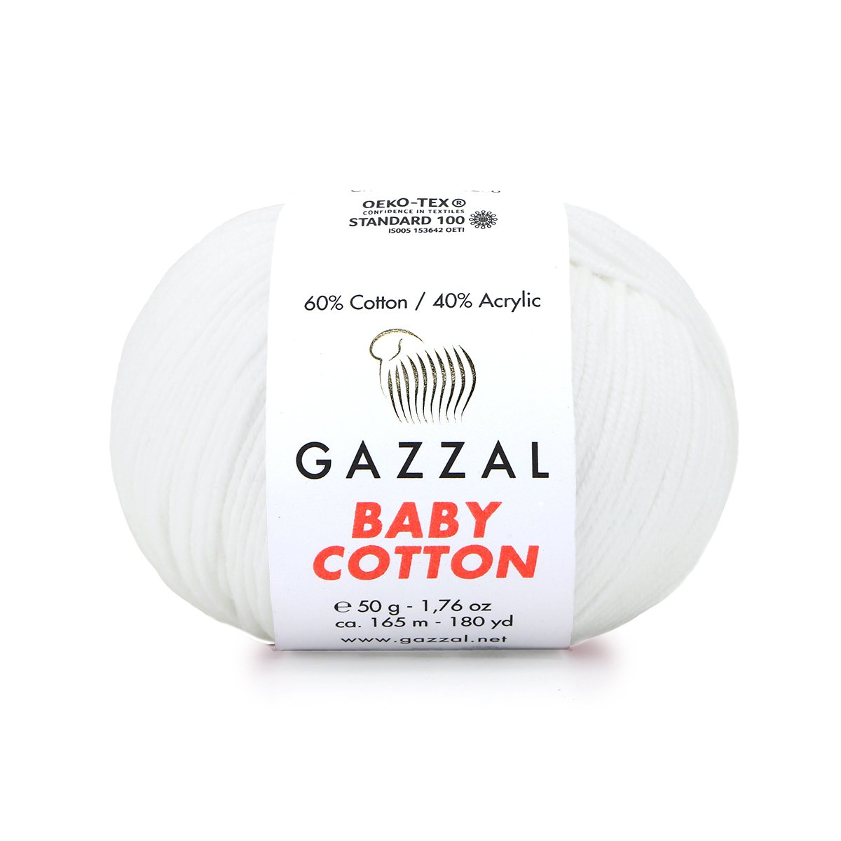 Gazzal Baby Cotton 3432 Белый – детская пряжа из хлопка и акрила