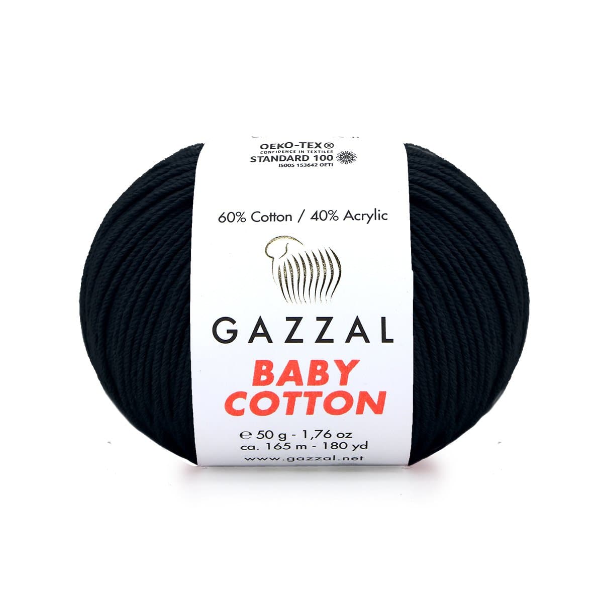 Gazzal Baby Cotton 3433 Чёрный – детская пряжа из хлопка и акрила