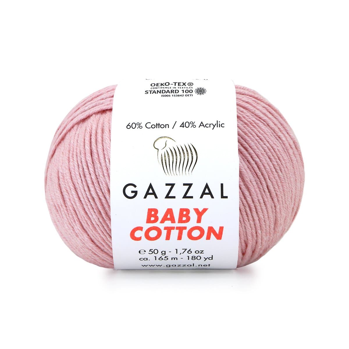 Gazzal Baby Cotton 3444 Пыльно-розовый – детская пряжа из хлопка и акрила
