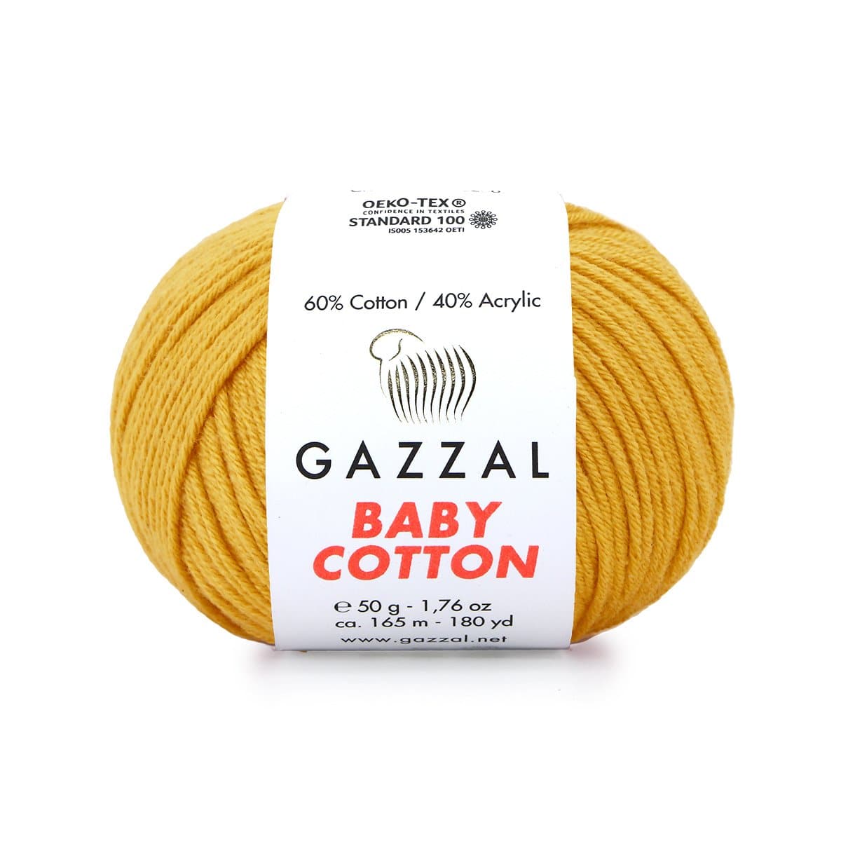 Gazzal Baby Cotton 3447 Горчичный – детская пряжа из хлопка и акрила