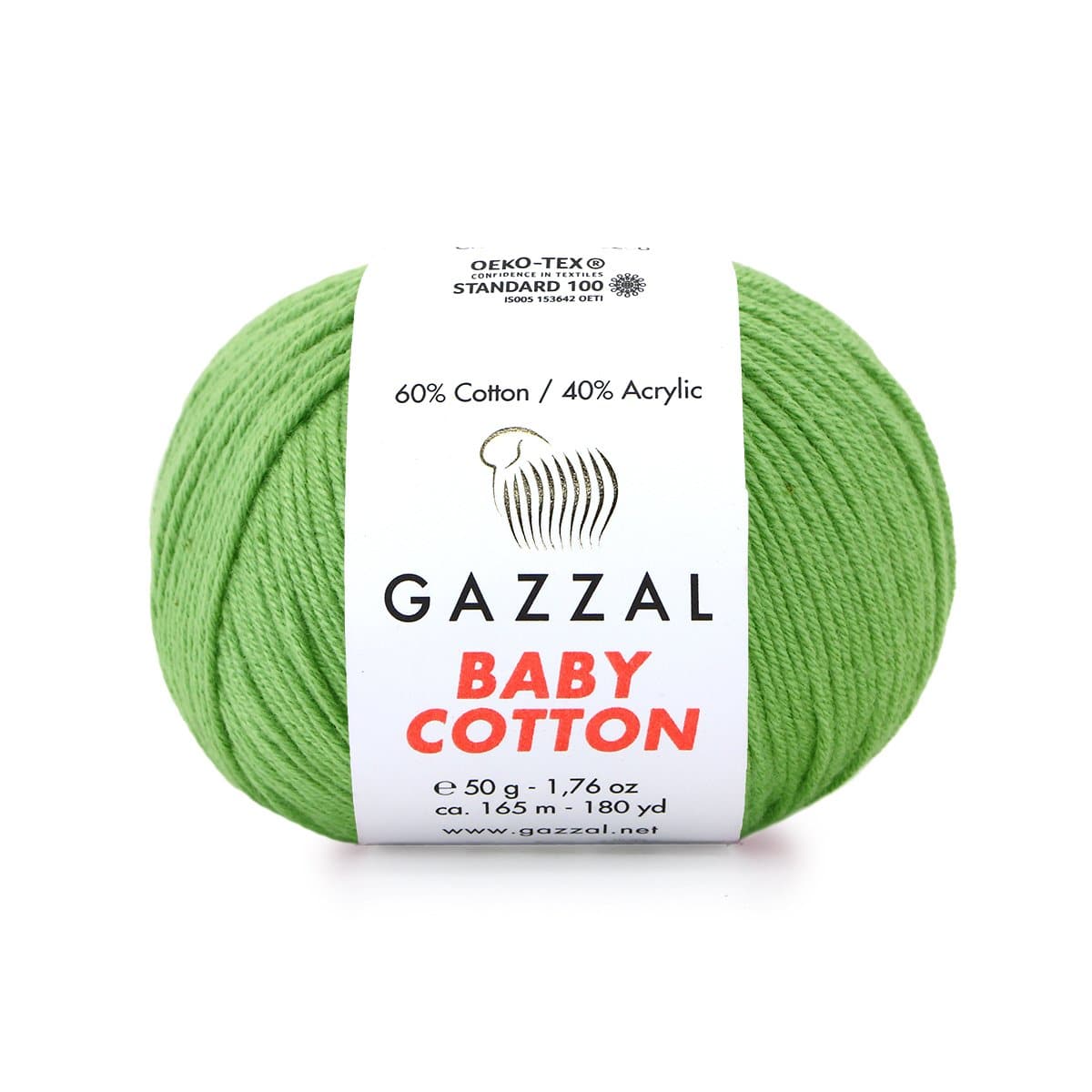 Gazzal Baby Cotton 3448 Травяной – детская пряжа из хлопка и акрила
