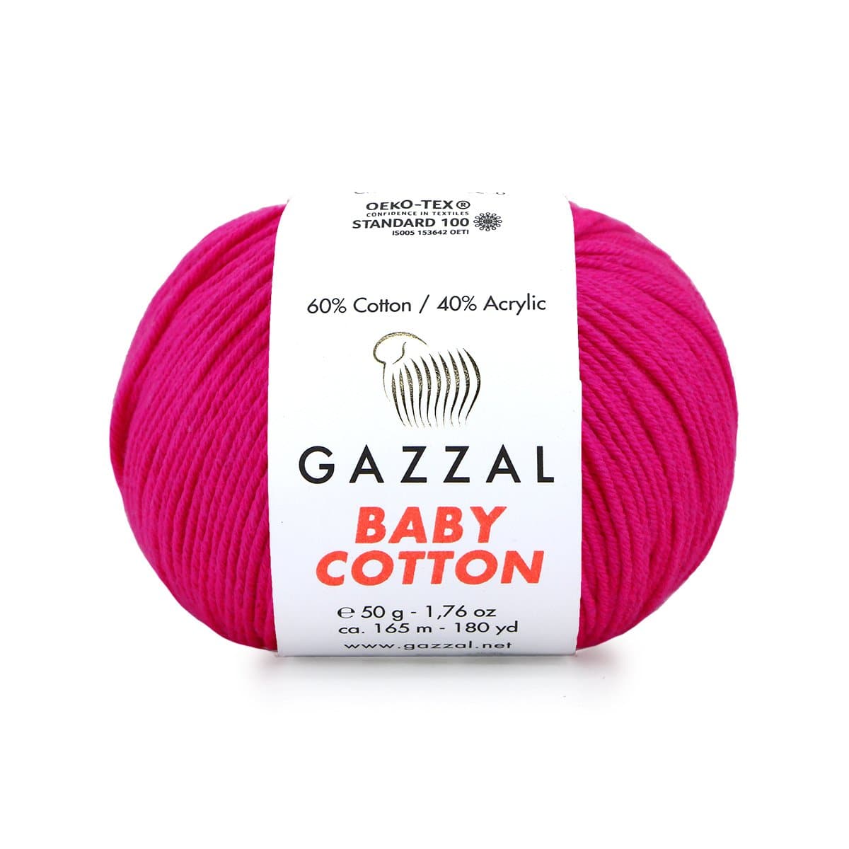 Gazzal Baby Cotton 3461 Фуксия – детская пряжа из хлопка и акрила