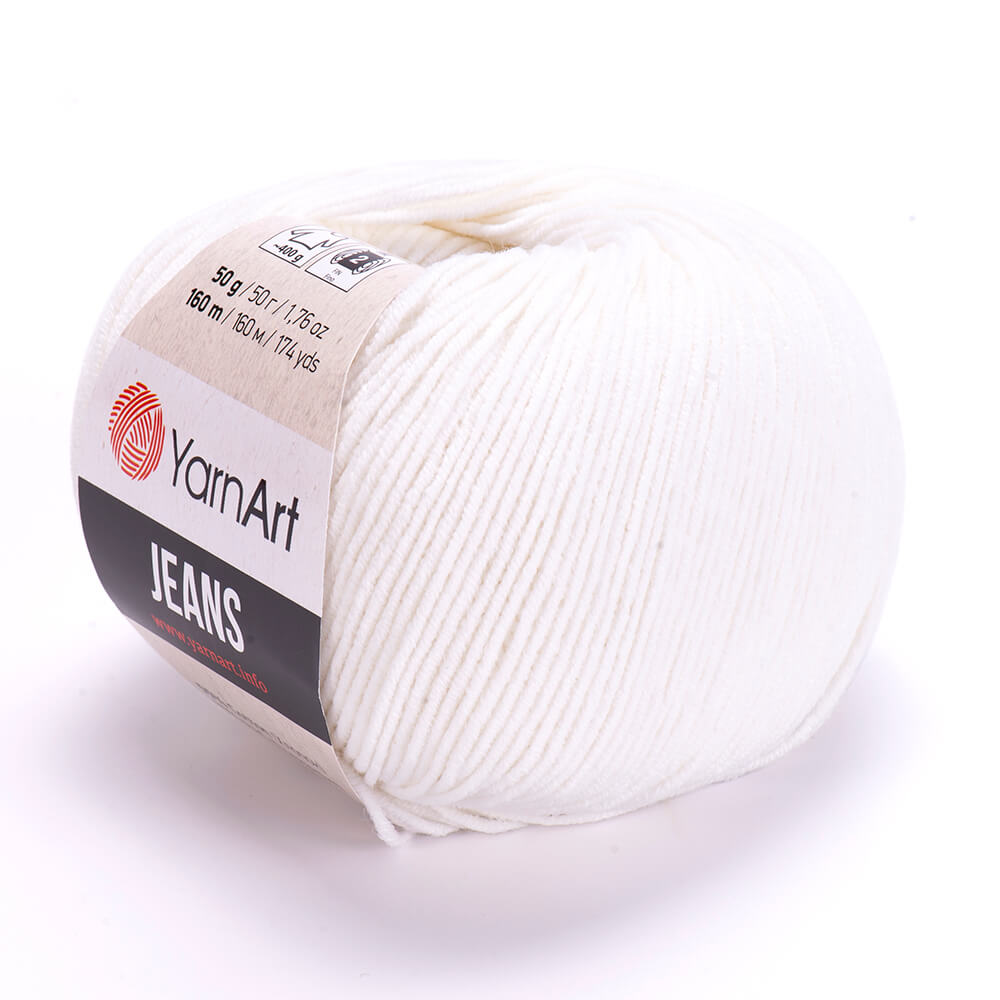 YarnArt Jeans 01 Молочно-белый – хлопковая пряжа для амигуруми