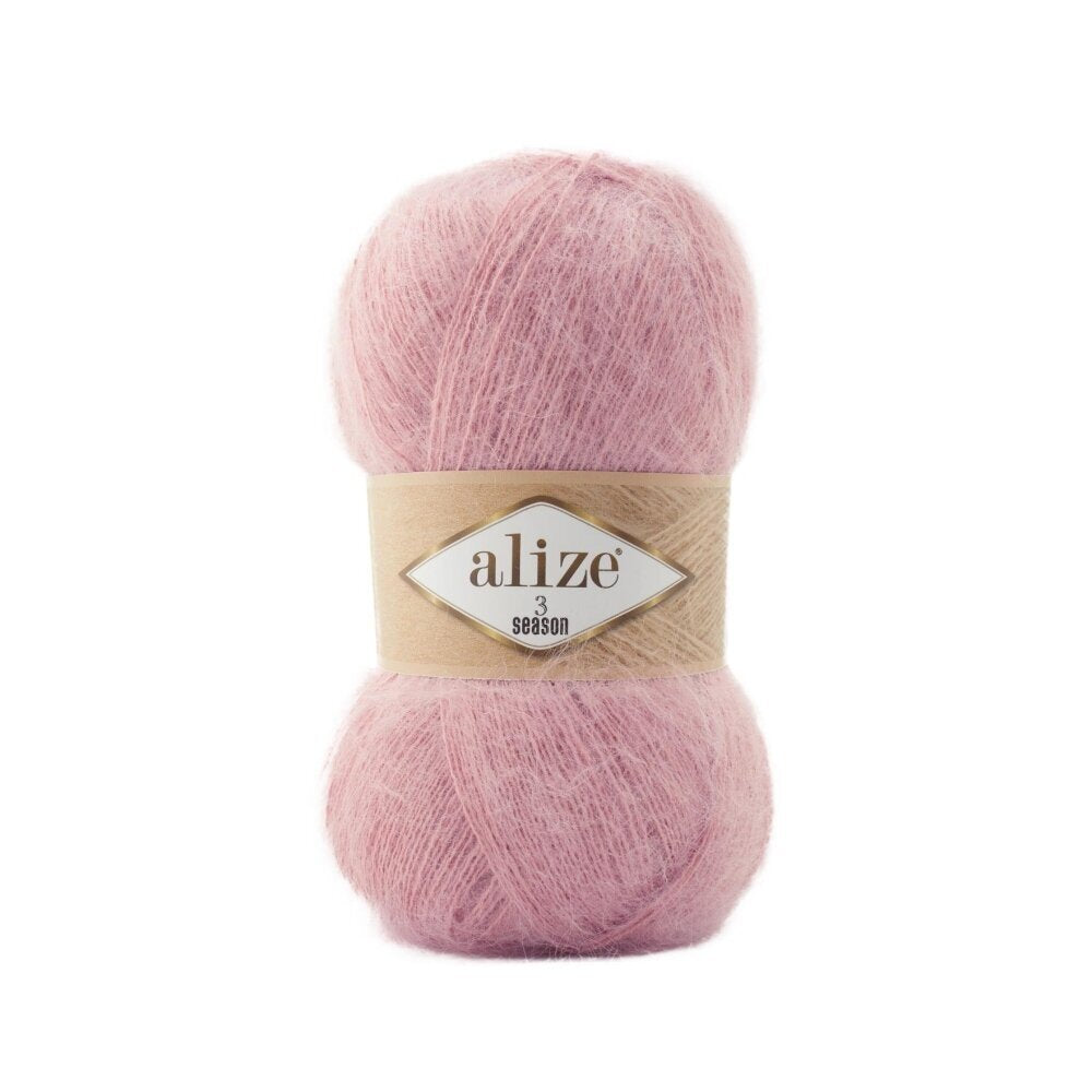 Alize 3 Season 161 Dusty Rose – light acrylic yarn with mohair and wool