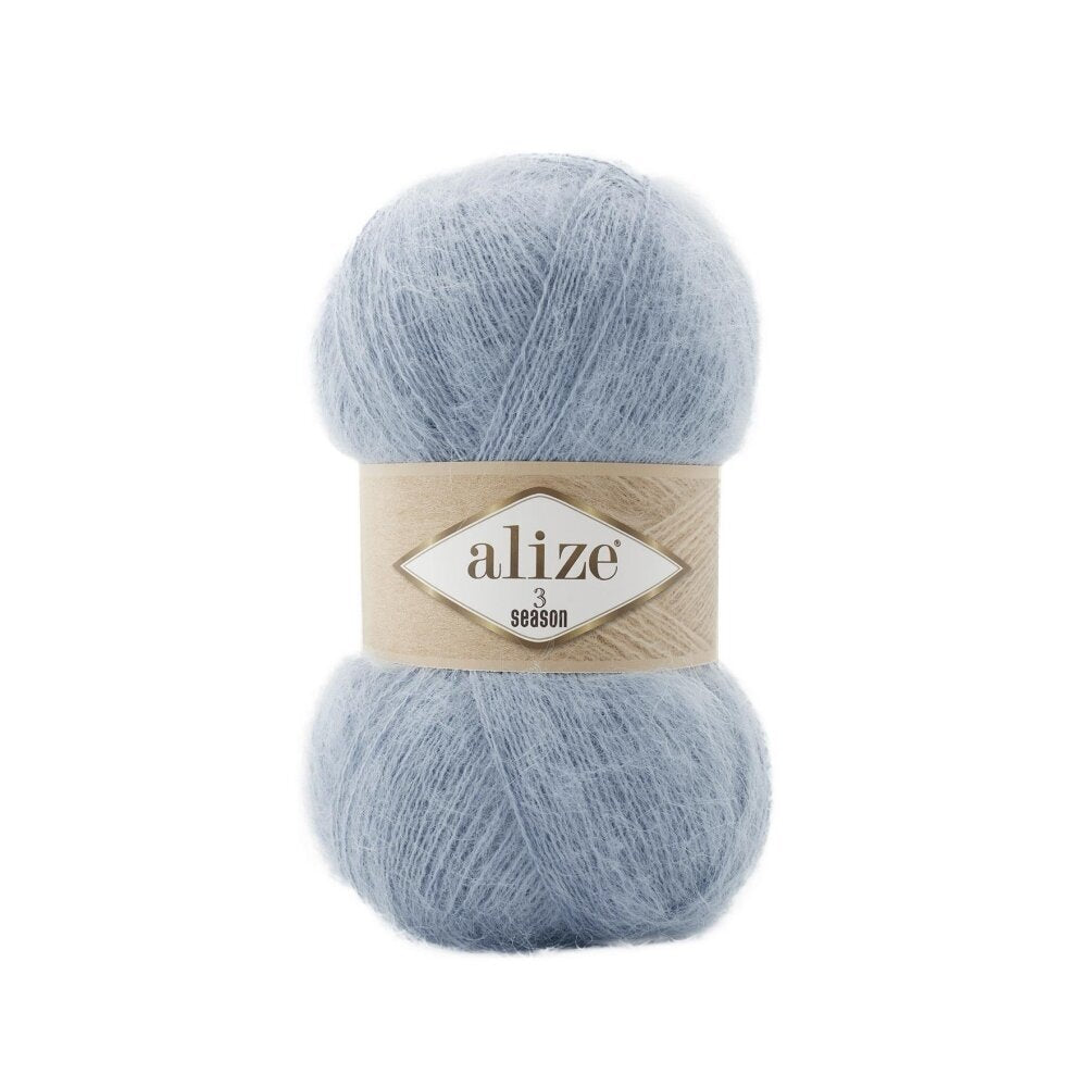 Alize 3 Season 21 Grey Melange – light acrylic yarn with mohair and wool