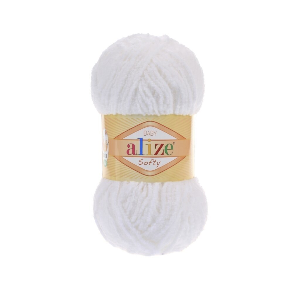 Alize Softy Baby 55 Valge – plüüsist beebilõng