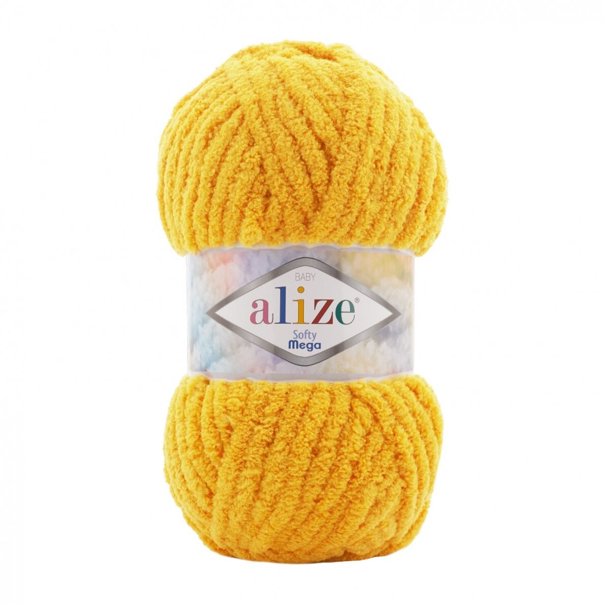 Alize Softy Mega 216 Жёлтый – толстая плюшевая пряжа
