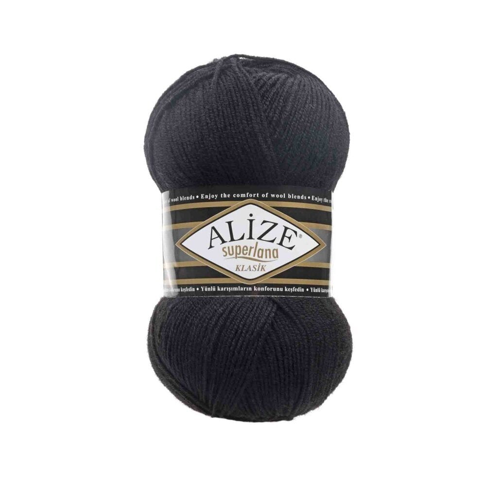 Alize Superlana Klasik 60 Black – acrylic wool yarn