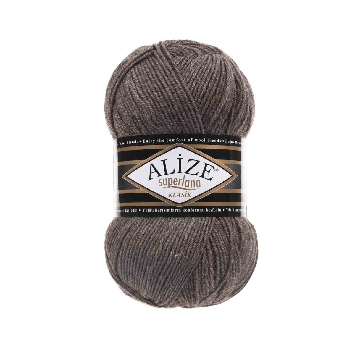 Alize Superlana Klasik 240 Brown Melange – acrylic wool yarn