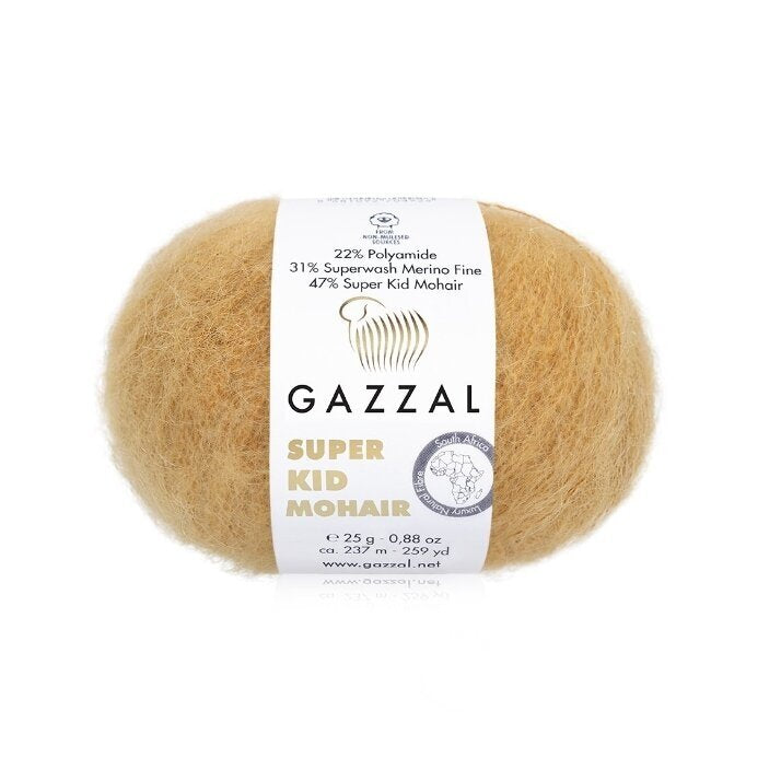 Gazzal Super Kid Mohair 64423 Mustard – kid mohair merino yarn