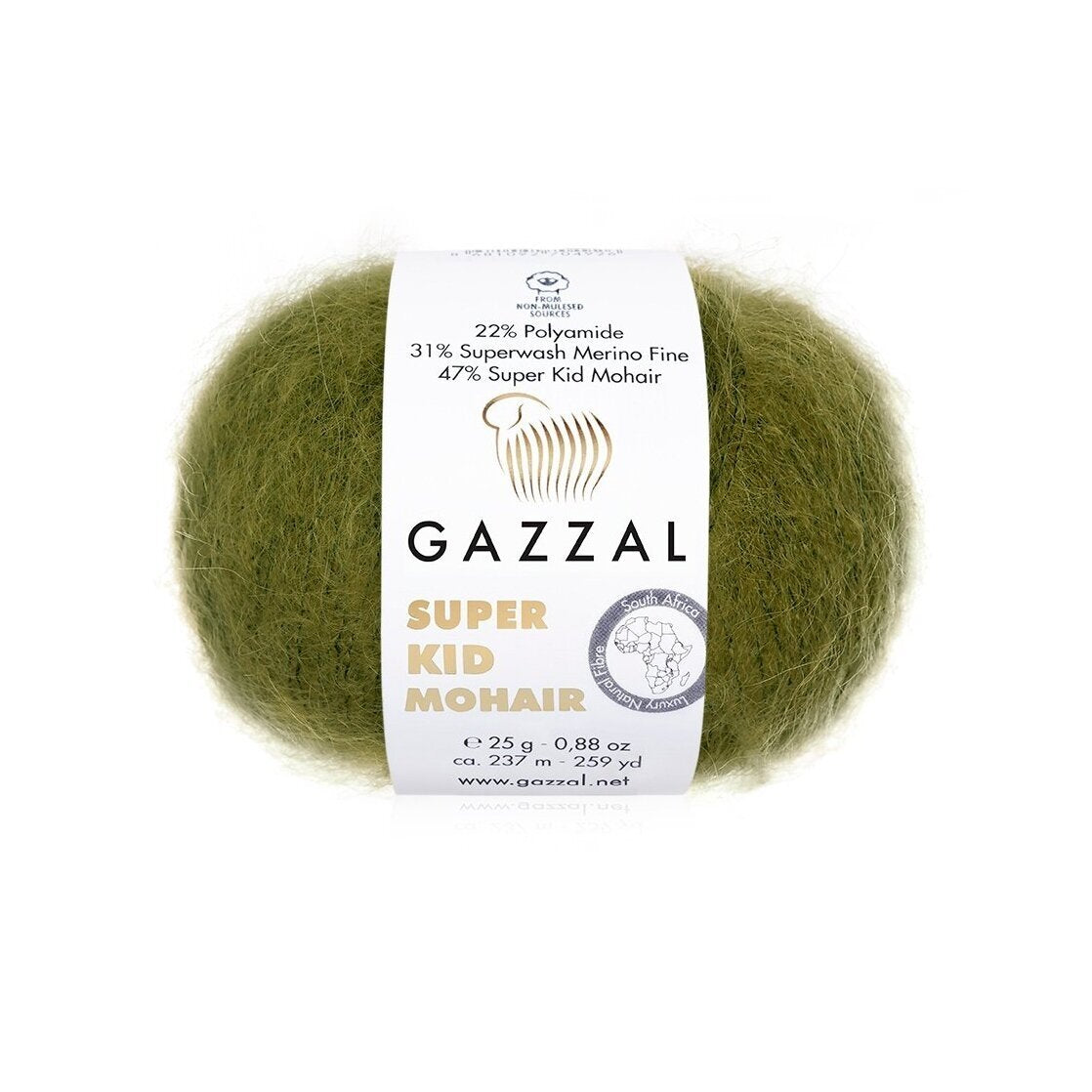 Gazzal Super Kid Mohair 64402 Dark Olive – kid mohair merino yarn